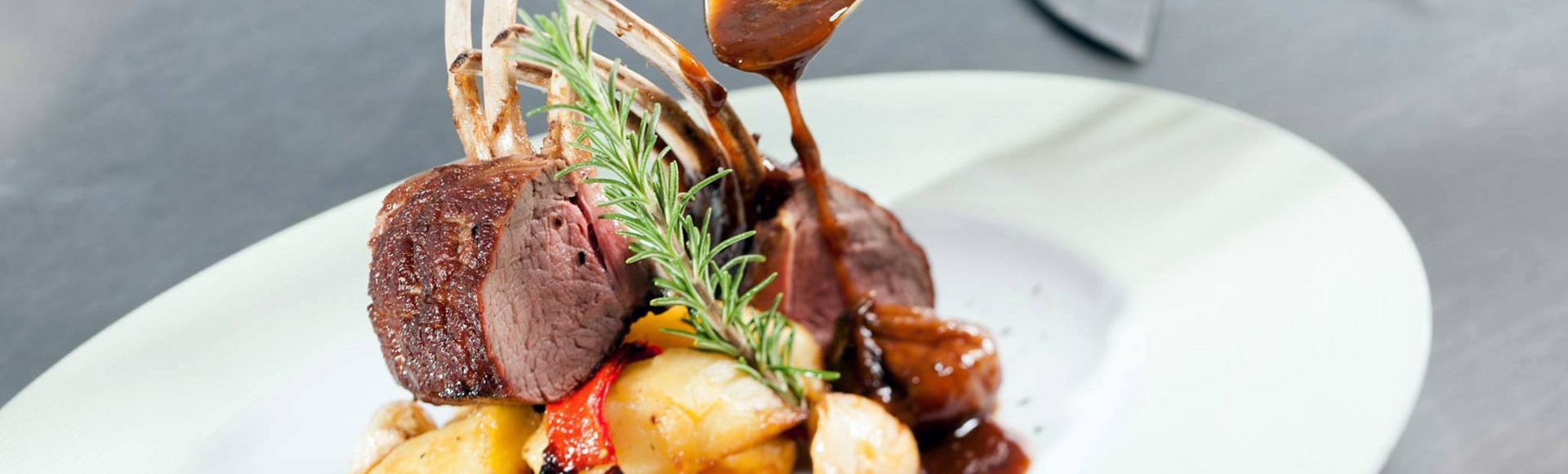 crown-of-lamb-with-baked-potatoes-and-chestnut-in-a-demi-glase-sauce - Private Chef Service For Your Villa Holidays In Santorini, Cyclades, Greece